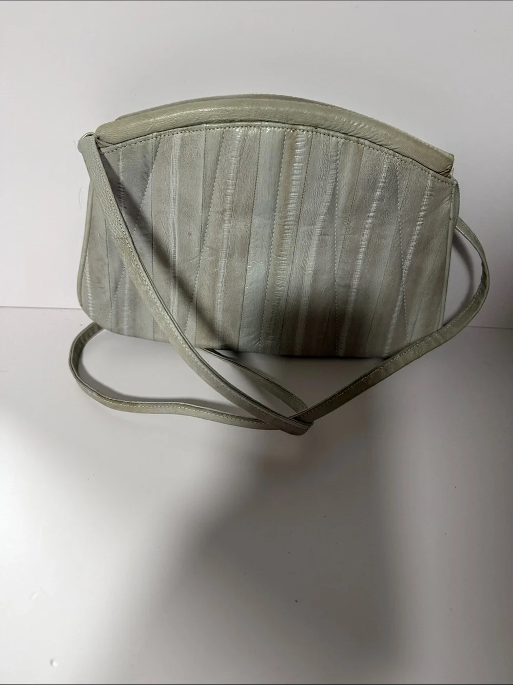 Eel skin Light Gray Crossbody Bag - Sleek Everyday Shoulder Bag